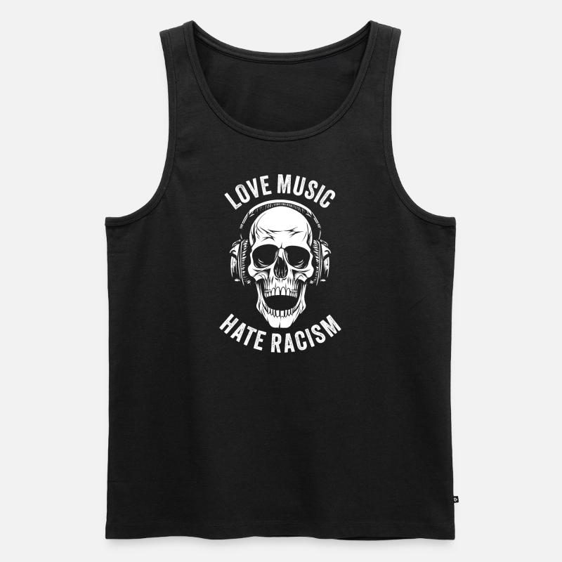 LOVE MUSIC HATE RACISM - Männer Premium Bio Tank Top - Schwarz