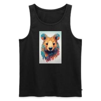 Farbenzauber Quokka - Männer Premium Bio Tank Top - Schwarz - Vorne - AI Model Male 178 light (178cm)
