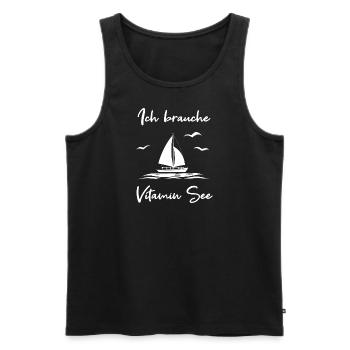 Ich brauche Vitamin See - Männer Premium Bio Tank Top - Schwarz - Vorne - Michal (187cm)