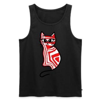 Chat Chats Rétro Années 80 Chaton Années 90 - Débardeur bio Premium Homme - noir - Devant - Michal (187cm)