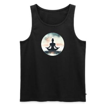 Yoga Love Watercolor - Men's Premium Organic Tank Top - black - Front - Michal (187cm)