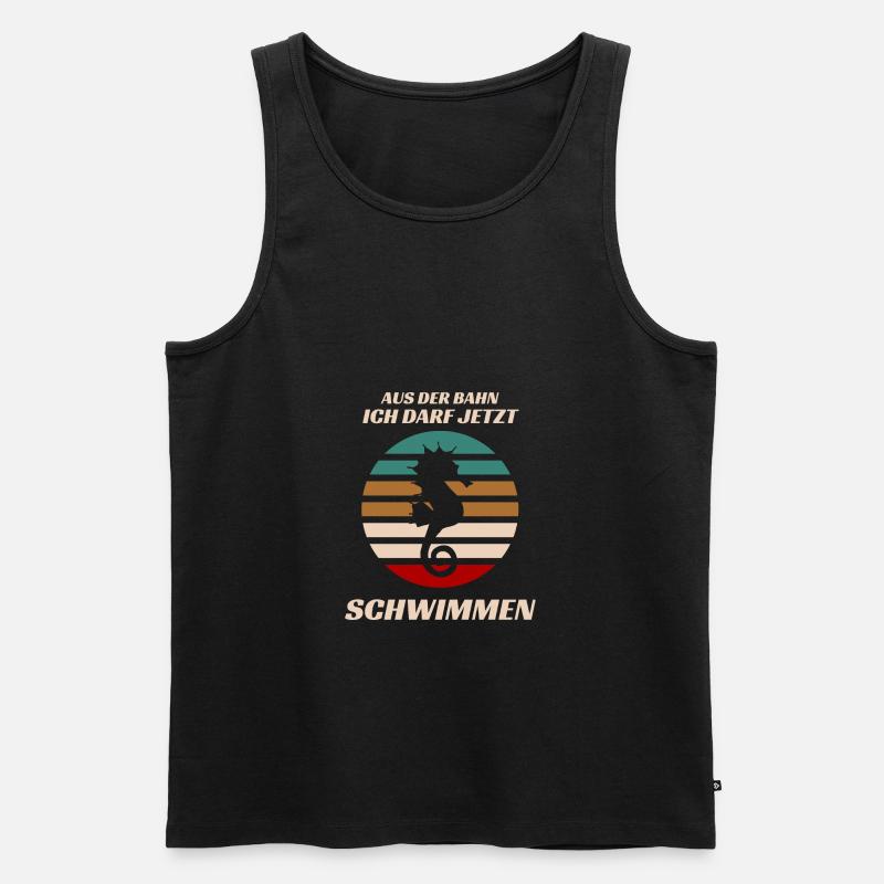 Aus der Bahn ich darf jetzt Schwimmen - Männer Premium Bio Tank Top - Schwarz