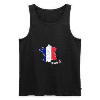 France Flag Map Outline - Men's Premium Organic Tank Top - black - Front - AI Model Male 178 light (178cm)