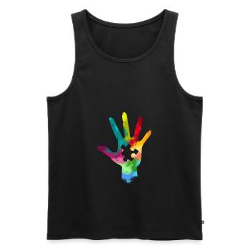 Autism Hand Awareness Day - Men's Premium Organic Tank Top - black - Front - AI Model Male 178 light (178cm)