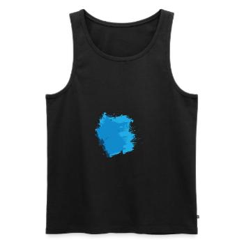 Peinture blob splash peintre cadeau coloré bleu - Débardeur bio Premium Homme - noir - Devant - AI Model Male 178 light (178cm)