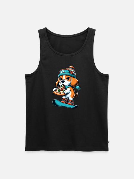 Beagle Snowboarder: Pizza-Abfahrt - Männer Premium Bio Tank Top - Schwarz