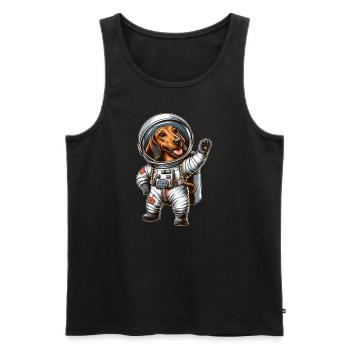 Dachshund Astronaut Space Science Fiction - Men's Premium Organic Tank Top - black - Front - Michal (187cm)