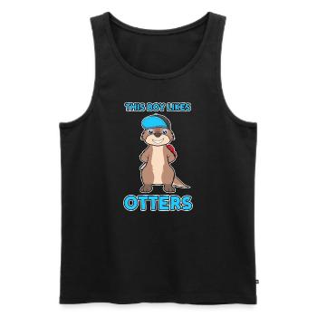 Boy Likes Otters Cool Quote Sea Otter Forest - Débardeur bio Premium Homme - noir - Devant - Michal (187cm)