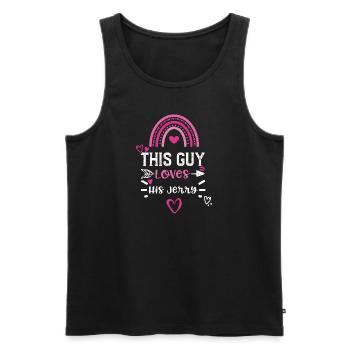 This Guy Loves His Jerry - Männer Premium Bio Tank Top - Schwarz - Vorne - AI Model Male 178 light (178cm)