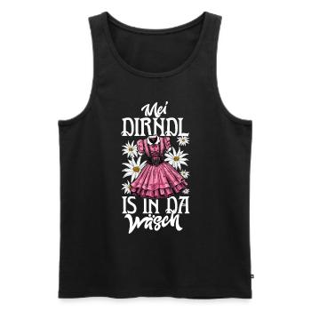 Mei Dirndl is in da Wäsch Trachtenshirt Damen - Débardeur bio Premium Homme - noir - Devant - AI Model Male 178 light (178cm)