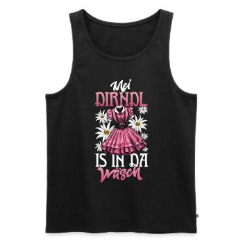 Mei Dirndl is in da Wäsch Trachtenshirt Damen - Débardeur bio Premium Homme - noir - Devant - AI Model Male 178 light (178cm)