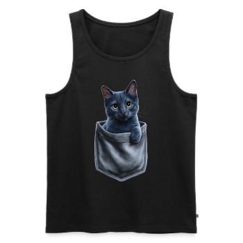 Russisch Blau Katze in der Tasche Geschenk - Männer Premium Bio Tank Top - Schwarz - Vorne - Michal (187cm)