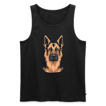 GERMAN SHEPHERD ART PETS PUPPY DOG ANIMALS DRAWING - Men's Premium Organic Tank Top - black - Front - AI Model Male 178 light (178cm)