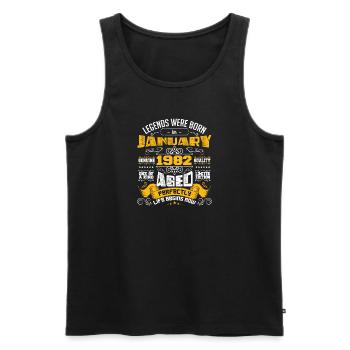 Legends wurde im Januar 1982 geboren - Männer Premium Bio Tank Top - Schwarz - Vorne - Michal (187cm)