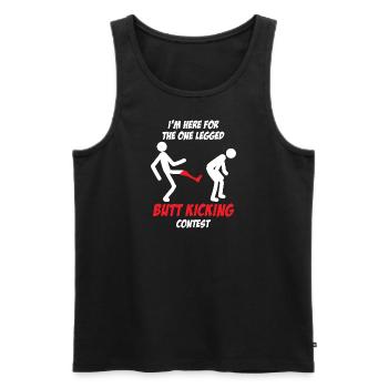 Arschtritt-Wettbewerb für Beinamputierte - Männer Premium Bio Tank Top - Schwarz - Vorne - AI Model Male 178 light (178cm)
