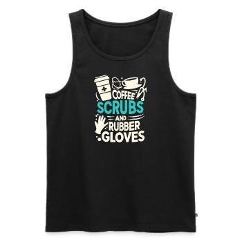 Kaffee, Kittel und Gummihandschuhe - Männer Premium Bio Tank Top - Schwarz - Vorne - AI Model Male 178 light (178cm)