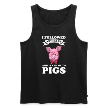 Schweine Schweinefarm Geschenk - Männer Premium Bio Tank Top - Schwarz - Vorne - Michal (187cm)