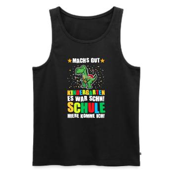 Schulkind Dino Schulanfänger Geschenk - Männer Premium Bio Tank Top - Schwarz - Vorne - Michal (187cm)