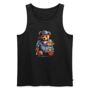 Couple d’ours en peluche - Débardeur bio Premium Homme - noir - Devant - AI Model Male 178 light (178cm)