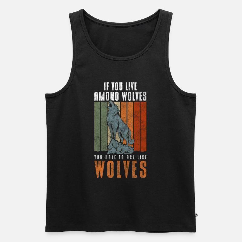 Wolfrudel Wolfshund - Männer Premium Bio Tank Top - Schwarz