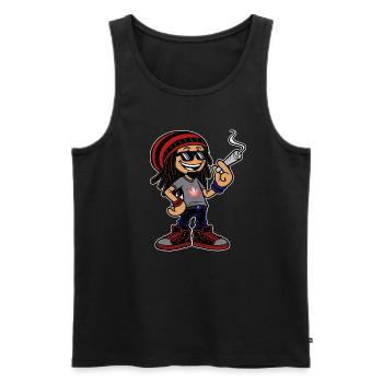 Dreadlock Smoker - Stoned man - High & Happy - Männer Premium Bio Tank Top - Schwarz - Vorne - AI Model Male 178 light (178cm)
