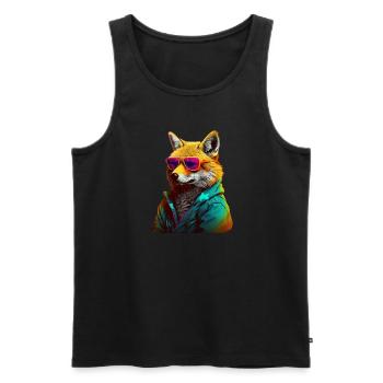 Fuchs mit Sonnenbrille Bunt Coole Füchse Waldtier - Männer Premium Bio Tank Top - Schwarz - Vorne - AI Model Male 178 light (178cm)