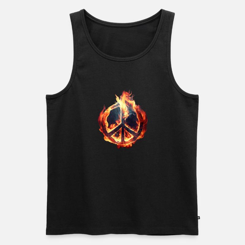 Flamme sendet Frieden - Männer Premium Bio Tank Top - Schwarz