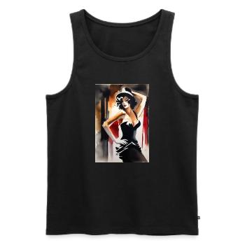 Vintage Burlesque Lady I - Männer Premium Bio Tank Top - Schwarz - Vorne - Michal (187cm)