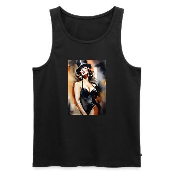 Vintage Burlesque Lady II - Männer Premium Bio Tank Top - Schwarz - Vorne - Michal (187cm)
