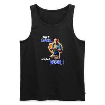 Save Water, Drink Beer - Funny Party Outfit - Men's Premium Organic Tank Top - black - Front - Michal (187cm)