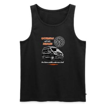 Camping van camping-car dicton avec boussole - Débardeur bio Premium Homme - noir - Devant - Michal (187cm)