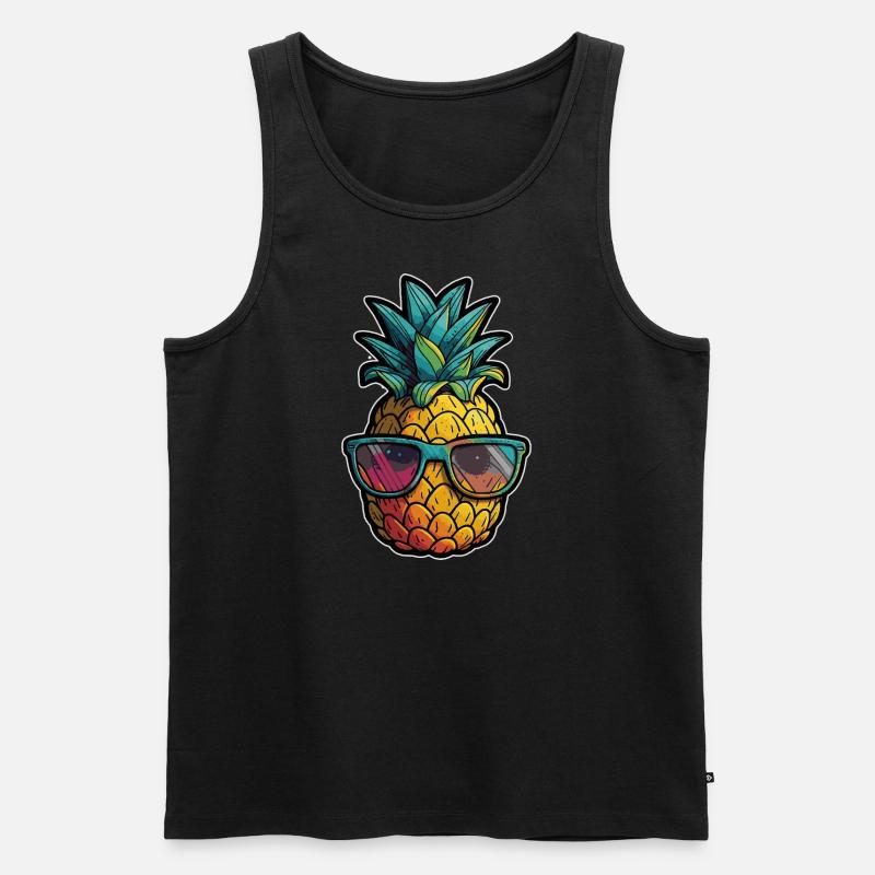 Lustiges Ananas Obst - Männer Premium Bio Tank Top - Schwarz