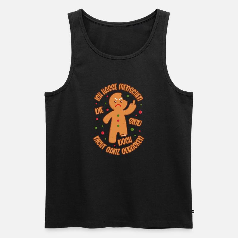 Lebkuchenmann Ich hasse Menschen Gebacken Geschenk - Männer Premium Bio Tank Top - Schwarz