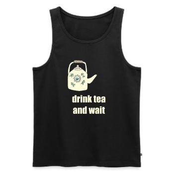 drink tea teapot - Men's Premium Organic Tank Top - black - Front - AI Model Male 178 light (178cm)