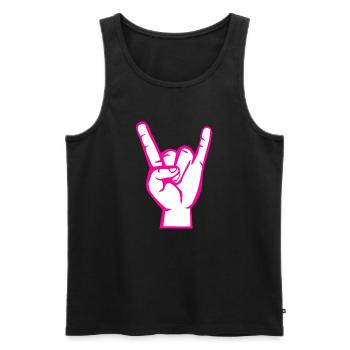 Hand with Rock- Metal -Satan Symbol Pink - Men's Premium Organic Tank Top - black - Front - AI Model Male 178 light (178cm)