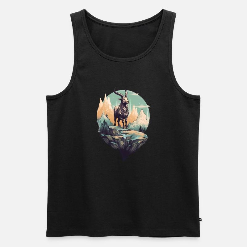 Mythischer Bergziege auf Flyerfelsen - Männer Premium Bio Tank Top - Schwarz