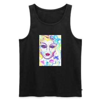Farbenfrohe Fantasieporträtdesign - Männer Premium Bio Tank Top - Schwarz - Vorne - Michal (187cm)