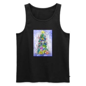 Fabelhafte Hundfamilie im Weihnachtsglanz - Männer Premium Bio Tank Top - Schwarz - Vorne - Michal (187cm)