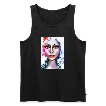 Ausdrucksstarke Wasserfarben-Porträtkunst - Männer Premium Bio Tank Top - Schwarz - Vorne - AI Model Male 178 light (178cm)