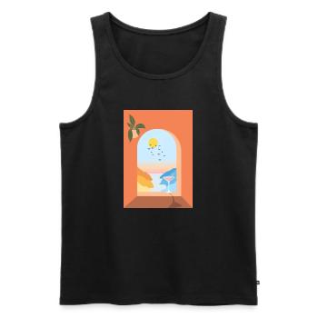 Blick aus dem Fenster im Urlaub - Männer Premium Bio Tank Top - Schwarz - Vorne - AI Model Male 178 light (178cm)