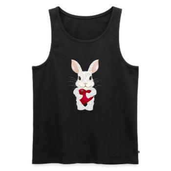 white rabbit with heart for valentine's day - Men's Premium Organic Tank Top - black - Front - Michal (187cm)