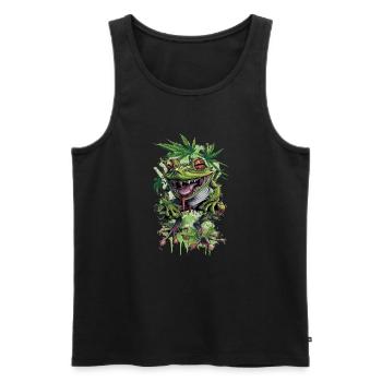 Frog Funny Cannabis Weed Weed Hashish Bong - Men's Premium Organic Tank Top - black - Front - AI Model Male 178 light (178cm)