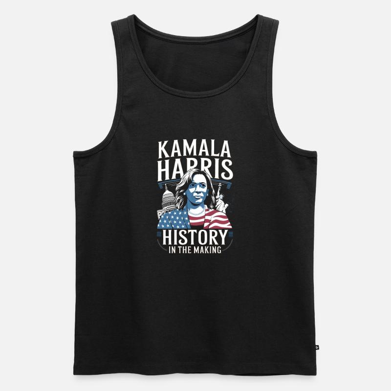 Kamala Harris wird Geschichte schreiben - Männer Premium Bio Tank Top - Schwarz