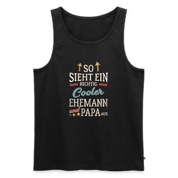 So sieht ein cooler Ehemann und Papa aus Vatertag - Männer Premium Bio Tank Top - Schwarz - Vorne - Michal (187cm)