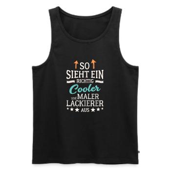 So sieht ein richtig cooler Maler Lackierer aus - Männer Premium Bio Tank Top - Schwarz - Vorne - Michal (187cm)