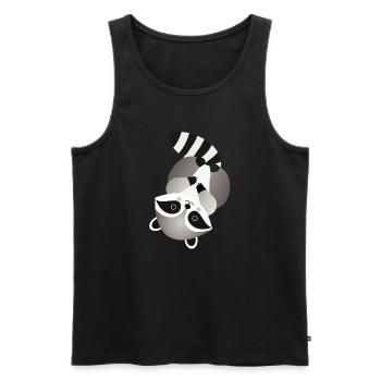 Cheerful raccoon in a playful pose - Men's Premium Organic Tank Top - black - Front - Michal (187cm)
