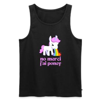Non merci j'ai poney - Débardeur bio Premium Homme - noir - Devant - AI Model Male 178 light (178cm)