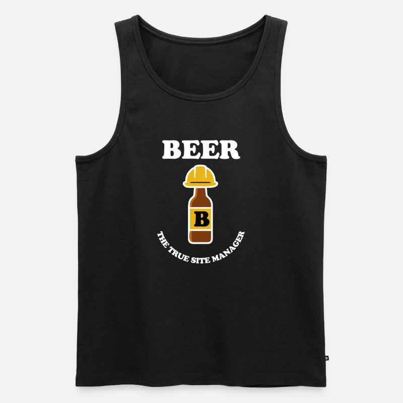 Beer bottle with construction helmet - Männer Premium Bio Tank Top - Schwarz