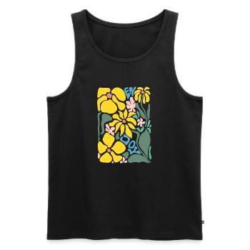 Good Mood Flowers - Yellow - Men's Premium Organic Tank Top - black - Front - AI Model Male 178 light (178cm)