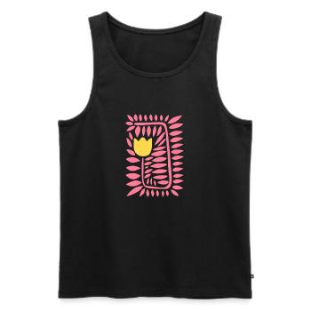 Tulip yellow and pink - Men's Premium Organic Tank Top - black - Front - Michal (187cm)